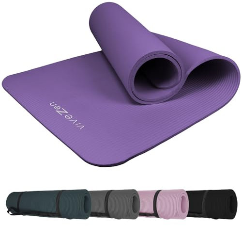 Vivezen - Tapis de yoga, de gym, d'exercices 180 x 60 X 1 cm + sangle de transport - Plusieurs coloris