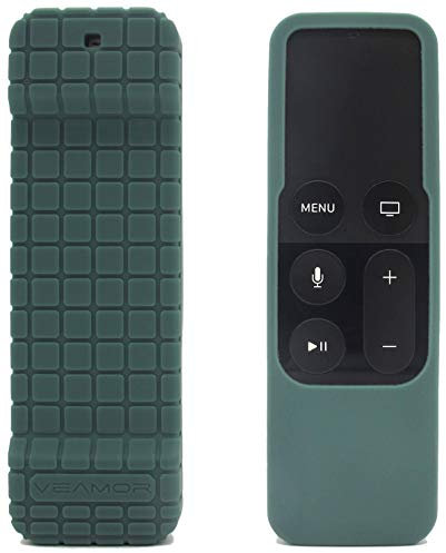 Veamor Silicone Case Cover for Apple TV 4K 5th / 4th Gen Remote, Anti Slip Rubber Protective Skin Soft Bumper for Apple TV Siri Remote Controller (Midnight Green)