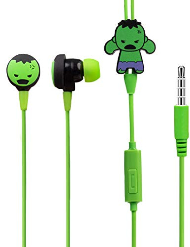 MINISO Marvel in-Ear Earphone with Mic Cute Cartoon Silicone Headphones Comfortable Earbuds for Mobile Smartphones Apple Samsung HTC Oneplus - Hulk