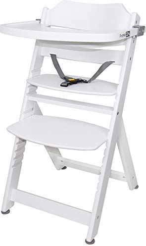 FREEON Moon – Hölzerner Hochstuhl, verstellbarer Baby-Hochstuhl mit abnehmbarem Tablett, 6 Monate bis 60 kg