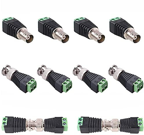 Greluma 12 Stk BNC-Buchse Balun-Stecker und Kamera Anschluss Adapter für CCTV-Überwachungs Video kameras Koaxial/Cat5/Cat6 (BNC-Balun-Stecker)