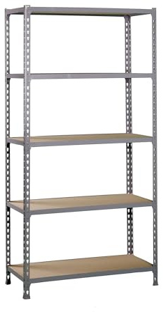 Simonrack Schwerlastregal, Lagerregal, 200x120x50 cm, Metallregal, Kellerregal, Biegestelle 200 kg, 5 Holzfachböden, Grau/Holz - Maderclick