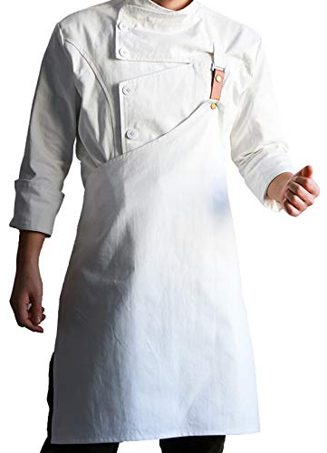 FMSBSC Conjunto De Delantal De Chef Abrigo De Trabajo Y Delantal De Cocina Delantal Ajustable Para Adultos Para Hombre Y Mujer, 4 Tamaños Disponibles,A,L