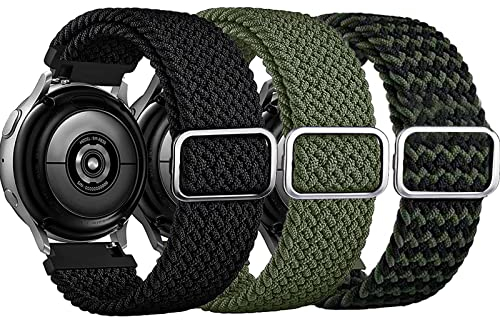 20mm Elastisches Armband Nylon Kompatibel mit Samsung Galaxy Watch 5 40mm 44mm/ 5 pro 45mm/ 4/4 Clalssic/Active 2, Geflochtenes Sport Uhrenarmband Solo Loop