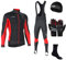 FDX Men's Winter Cycling Suit with Gloves, Cap, Socks - Italian Thermal Roubaix Windproof Thermodream Cycle Clothing Set - Long Sleeve Jersey, 3D Padded Bib Tight for Bicycle Outdoor Riding(Red-L)