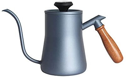 caihuashopping Coffee Pot Coffee Kettle Pour Over Coffee Dripper Kettle Gooseneck Stainless Steel Tea Pot with Wooden Handle Perfect for Coffee Lover 550ml Coffee Pots (Color : Light Blue)