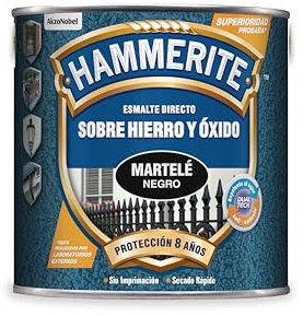 Hammerite Esmalte directo sobre hierro y óxido, Martelé, Color Negro, 2.5 L (Paquete de 1)