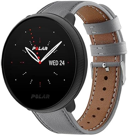 Strap-it Lederarmband - kompatibel mit - Polar Ignite 2 - Armband - Grau - fur Polar Ignite 1 - Polar Ignite 3 - Polar Unite - Polar Pacer