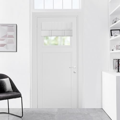 Small French Door Curtains with Silky Feel Thermal Insulated Noise Reducing Blackout Curtains for Glass Door of Office/Classroom. (24W x 18L, 1 Panel, Greyish White)