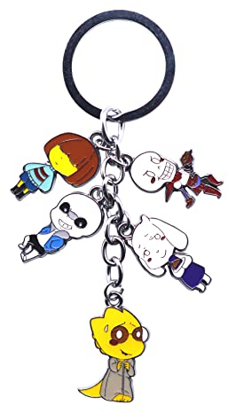 Amasukami Anime Charaktere Schlüsselanhänger: Frisk, Toriel, Papyrus, Alphys & Sans - Metallic Multicolor, Unisex, Anime-Fans & Young Adults