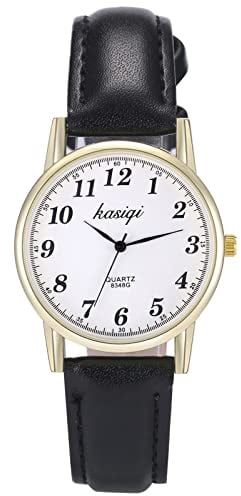 JewelryWe Paar Uhren Analog Quarz Partner Freundschafts Armbanduhr Klassische Einfache Leder Armband Pärchen Uhr für Herren Damen Schwarz/Braun