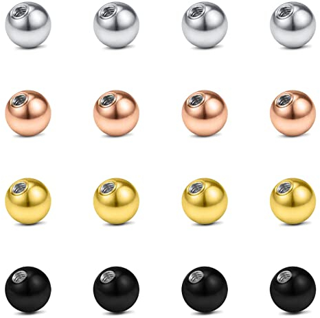 Rajnard Piercing Kugeln 14G 5mm Ersatzkugeln für Piercing Schmuck Chirurgenstahl Bauchnabelpiercing Zungenpiercing Septum Industrial Piercing