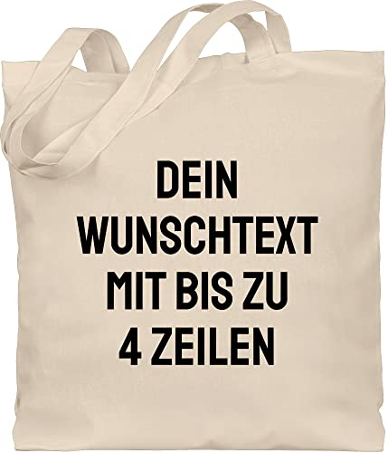 Baumwolltasche - Aufdruck selbst gestalten - Wunschtext I Eigener Text I Personalisierter Text I Custom Text - Unisize - Naturweiß - stoffbeutel wechselkleidung jutebeutel kindergarten