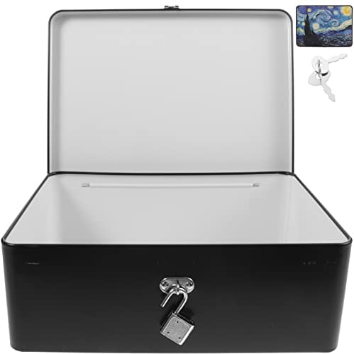 Zerodeko Boîte de rangement rectangulaire en fer blanc avec cadenas,Style rétro,Pour la maison, la cuisine, le bureau, le chocolat, les bonbons, le thé, le café, les bijoux, les photos