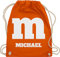 Turnbeutel Rucksack - Karneval Accessoire Fasching - M Kostüm mit anpassbarem Namen - Unisize - Orange - name beutel baumwolle karnewal rucksaecke personalisierter karneval- taschen personalisierte
