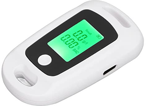 Fdit Probador de Alcohol en Aliento Portátil, Alcoholímetros Pruebas de Drogas Detector de Alcohol Probador de Alcohol en Aliento Portátil Recargable por USB de Alta Precisión con (Blanco)