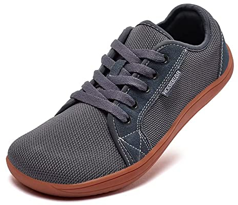 HOBIBEAR Unisex Breite Barfuss Schuhe Damen Herren Barfußschuhe Minimalistische Outdoor Trail Running Walking Schuhe(Grau-Braun,EU 41)