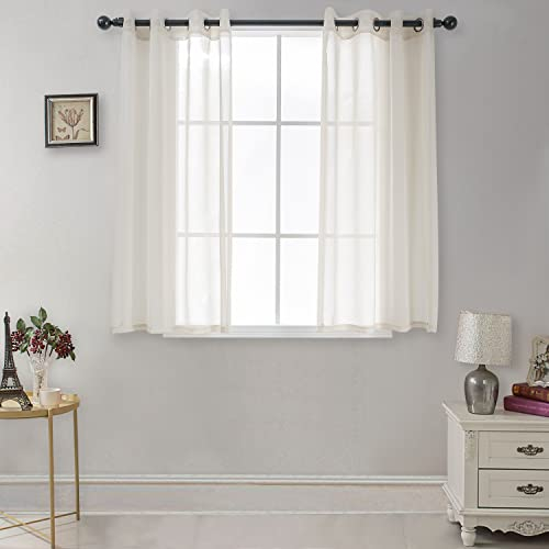 CUCRAF Transparente Gardinen mit ösen Vorhänge Wohnzimmer & Schlafzimmer, H145 x B140cm 2er Set Transluzente Vorhänge Leinen, Unifarbene Pflegeleichte und Knitterfreie Vorhänge in Leinenoptik