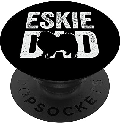 Retro Eskie Dad Papa Vatertag American Eskimo Silhouette PopSockets mit austauschbarem PopGrip
