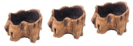 YARNOW 3st Töpfe Für Pflanzen Winziger Blumenkübel Für Den Schreibtisch Pflanzkübel Aus Holzbeton Pflanzgefäße Aus Treibholz Rustikaler Kaktuspflanzer Saftige Schale Sukkulenten