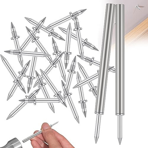 100PCS Double Headed Skirting Thread Seamless Nails Skirting Board Nails No Trace Nails Sheep Horn Nails Skirting Line Without Marks Nails Seamless Nails Set for Veneer Wood Furniture Construction