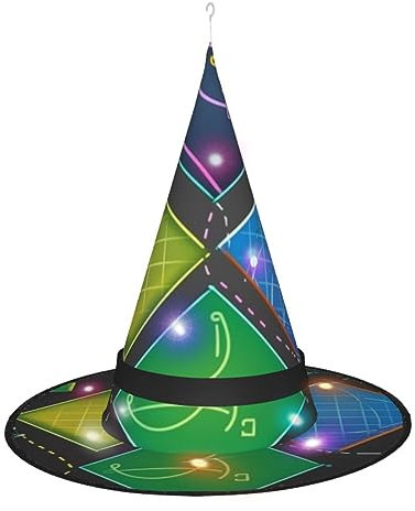 OPSREY Mathe Quiz gedruckt Erwachsene Leuchtende Hexenhut Spitzhut Halloween Party Dekoration