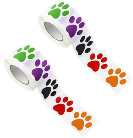 2 Rollen 2,5 cm kleine Hundepfoten-Aufkleber Etiketten Welpenpfotenabdruck Aufkleber Mini Hundepfotenabdrücke Tierpfotenabdruck Wandaufkleber Haustier Scrapbooking Aufkleber Multi