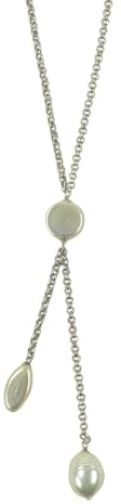 Perlenkette Damen, KRETA, Silber 925, Organische Perlen aus Mallorca, Y-Kette Verstellbar 38-42cm