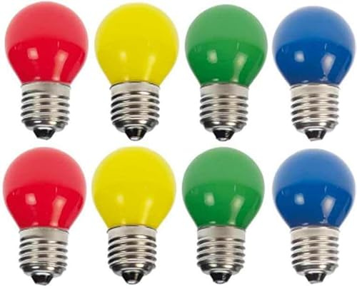 8 x LED Tropfen/Kugel E27 1W bunt gemischt Deko Lampe Birne farbig für Deko Lichterketten