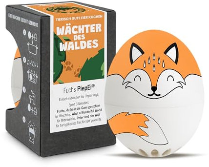 Fuchs PiepEi - Singing Egg Timer for Cooking with - Egg Cooker for 3 Hardness Levels - Cute Fox Gift - Funny Cooking Egg - Music Egg Timer - Brainstream