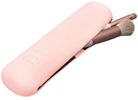 Travel Makeup Brush Holder, Silicone Upgrade Anti-Fall Out Magnetic Closure Make up Bag, Portable Cosmetic Pouch, Soft Sleek Makeup Organize Tools for Travel (# Pink)