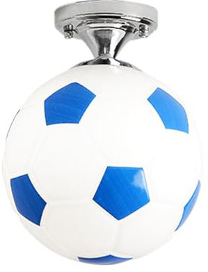 Allayu Fußball LED Deckenleuchten aus Premium Glas für kreative Kinder, Jungen, Schlafzimmer, Dekoration, Fußball, Bar, Club, Deckenleuchte, Blau
