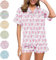 Womens 2 Piece Roller Rabbit Pajamas Cute Monkey Pajamas Preppy Set Roller Rabbit Pjs Roller Rabbit Pajamas Dupes (Pink,Small)