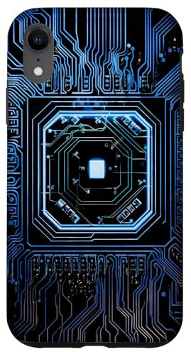 Carcasa para iPhone XR Placa base Microchip Circuito Negro IT Fondo de computadora
