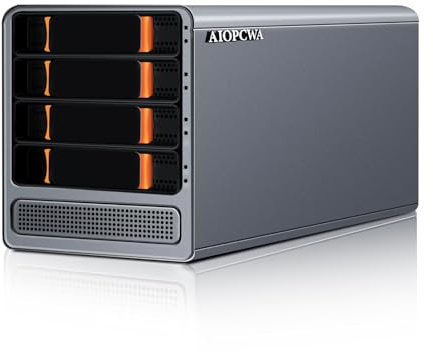 AIOPCWA 3-in-1 NAS Mini PC 4Bay, Core i3 N305, Support 88T(4×22T) 4-Bay Storage, 2 × i226V 2.5GbE LAN, Mini Computer+NAS+Soft Router, HTPC, SMB, 8GB DDR5 RAM 128GB M.2 NVMe SSD