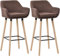 CLP 2er Set Barhocker Grant I Thekenhocker Mit Stoff-Bezug I Buchenholz-Gestell, Farbe:Coffee