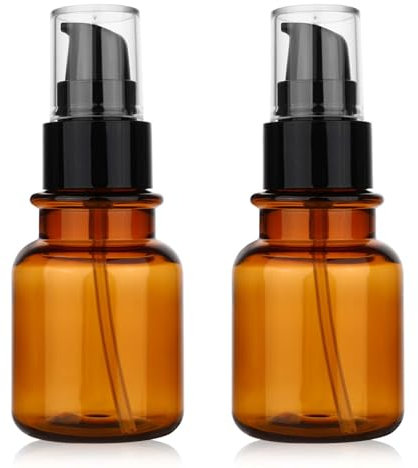 2PCS 80ML/2.7OZ Amber Plastic Bottles with Pump Dispenser Refillable Cosmetic Remover Oil Container Makeup Case Storage Reusable Facial Care Vessel Emulsion Dispenser for Essence Body Wash