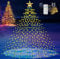 HELESIN 410 LED Solar Lichterkette Weihnachtsbaum Beleuchtung mit Sterne 8 Modi Timer USB aufladbar wasserdicht Christbaumbeleuchtung mit ring für 150 bis 250cm Tannenbaum Innen Außen Warmweiß