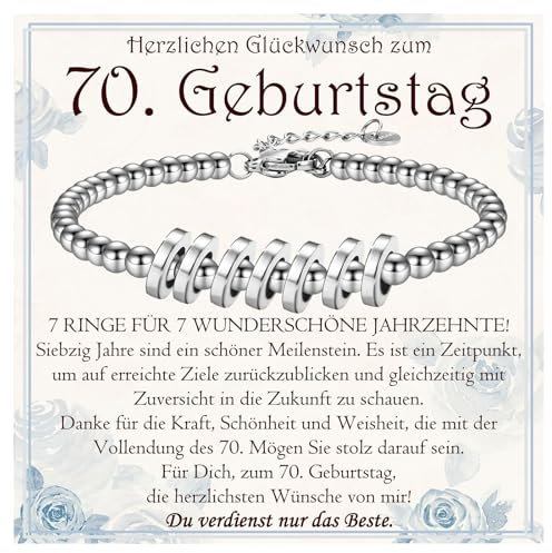PDTU 70 Geburtstag Frauen, Armband Geburtstagsgeschenk für Frauen zum 70. Geburtstag, Geschenk zum 70 Geburtstag für Frauen Frau Freundin Mama Oma Tante Schwester