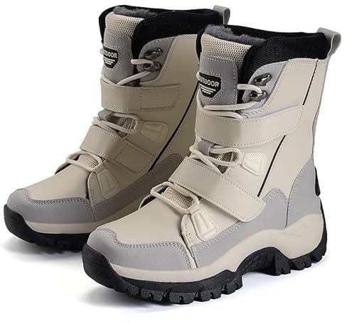Frank Mully Damen-Winterstiefel, wasserdicht, gefüttert, für den Winter, warme Schneestiefel Beige 38 EU