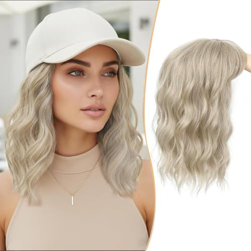 Flyroseing Large Base Hair Topper with Fringe Clip in for Thinning Hair, 14 Inch Ash Blonde Wavy Synthetic Wiglets Hair Pieces for Women Like Real Hair
