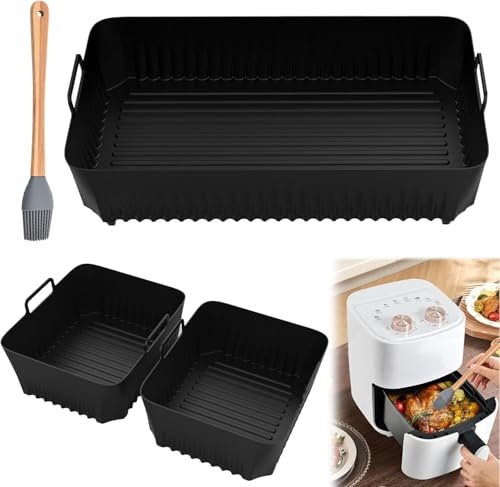 KYYGKY 3 Stück Heißluftfritteuse Zubehör 10,4L/5,2L Airfryer Silikonform Accessories Air Fryer Liners Silicone Pot Silikon backform Heißluftfritteuse Grillpfanne für Airfryer Ofen Mikrowelle
