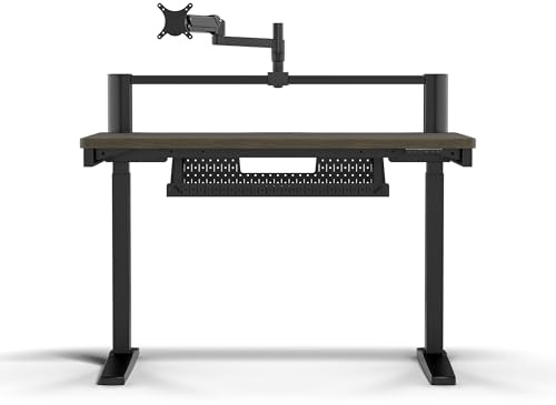CORSAIR Platform:4 Elevate – 120 cm x 76 cm, Hauteur Réglable, Bureau d'ordinateur Électrique Debout Home Office Gaming Desk, Bras d’écran Inclus – Teinture de Noyer Foncé