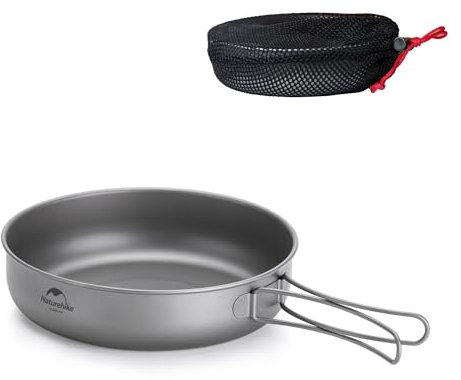 Naturehike Padella in Titanio 17cm Ultra Leggera Resistente Manico Pieghevole Riscaldamento Rapido Ideale per Campeggio BBQ Escursionismo Alpinismo Giardino Pranzo