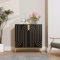 MROJISC Sideboard, Küchenschrank, Buffetschrank, Aufbewahrungsschrank, mit 3 Türen, Verstellbare Ablagen, für Wohnzimmer, Küche, Esszimmer(Schwarz)