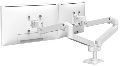 Ergotron LX Pro Monitor Arm Dual, Halterung für 2 Monitore nebeneinander, bis je 27 - 1,8-9 kg, VESA, Constant Force Technologie, 10 Jahre Garantie, Weiß - 45-686-290