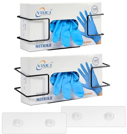 2 Stück Metall Handschuhhalter, Wandhalterung für Einmalhandschuhe, Handschuhspender Halter mit Montagezubehör, Geeignet für Latexhandschuhe, Einwegtaschentücher und Masken, Zwei Größen (Schwarz)