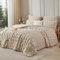 Luofanfei Seersucker Bettwäsche Beige 200x200 Sommer Kühlende Gestreift Karo Uni Muster Sommerbettwäsche Atmungsaktiv Leicht Bettbezug Einzelbett und Kissenbezüge 80x80 mit Reissverschluss