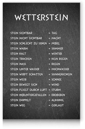 Wetterstein Wetterstation 20x30cm Alu Verbundplatte für Garten Balkon Deko Tafel beschriftet lustig Schild Stein Dekoration wetterfest RV010 (Motiv 03, Alu Platte)