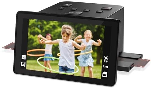 Scanner numérique de film et de diapositives avec grand écran LCD de 5 pouces, scanner de diapositives pour numériser le scanner négatif, convertit 135, 126 KPK, 110 négatifs et film Super 8 à 22